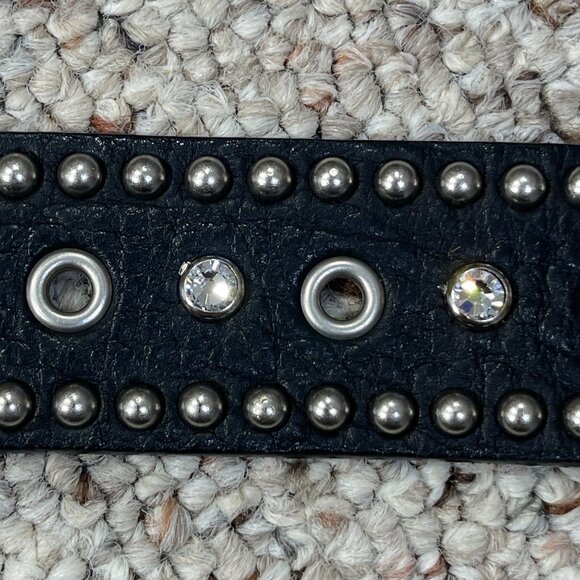 Leatherock Western Belt Rhinestone Buckle Studded Black Silver 41"(total length) - Picture 5 of 6